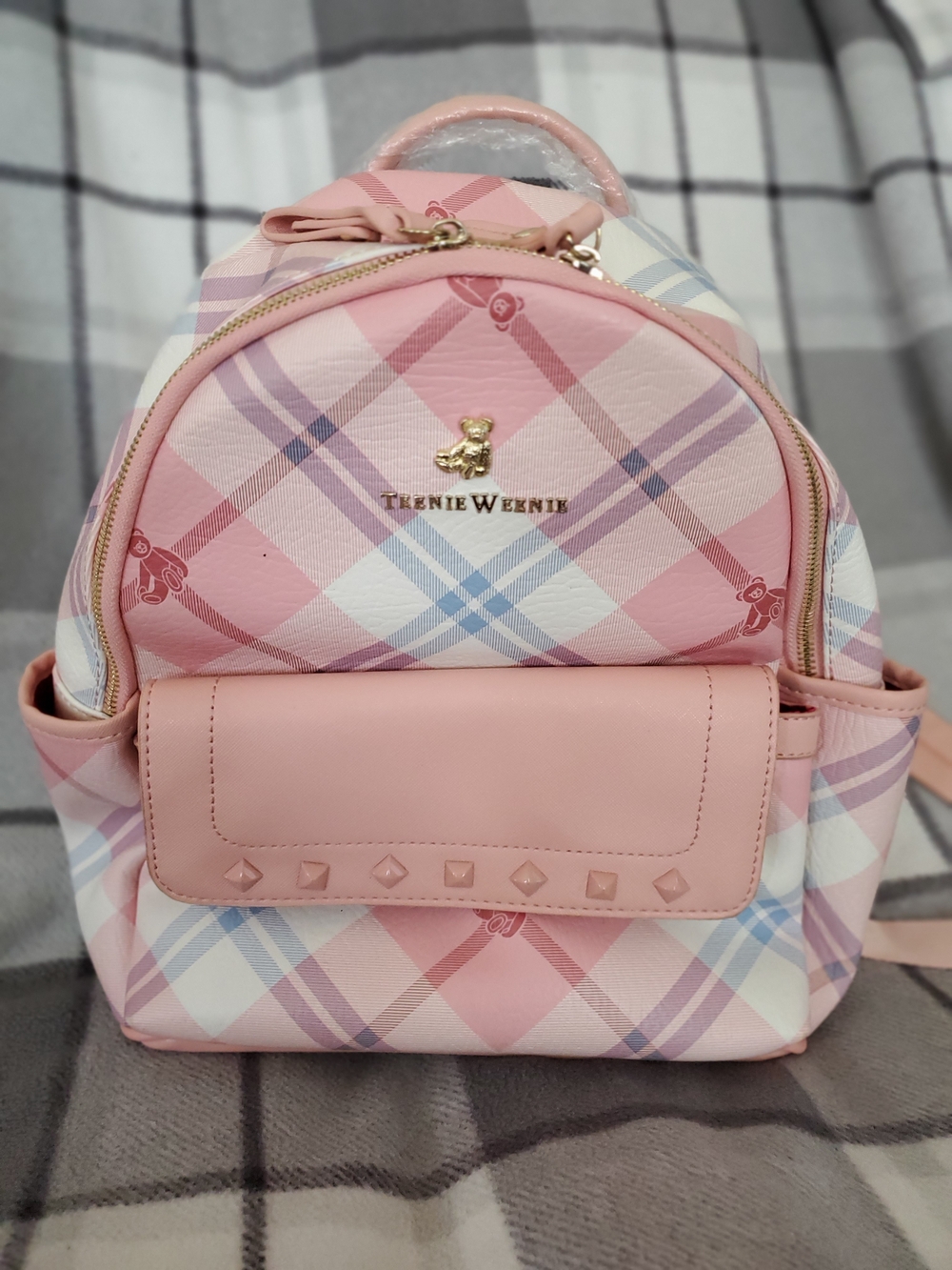 New Teenie Weenie Pastel Pink Plaid Mini Backpack
